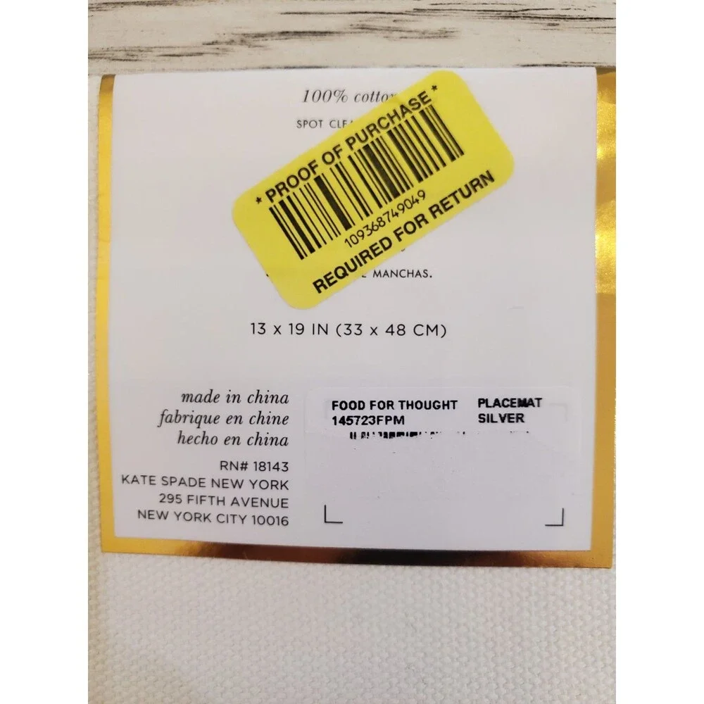 Kate Spade Food for Thought Spike the Punch Silver Glitter 4 Placements NEW